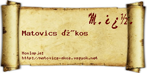 Matovics Ákos névjegykártya